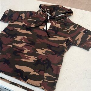 Camouflage Hipster Short Sleeve Hoodie Tshirt